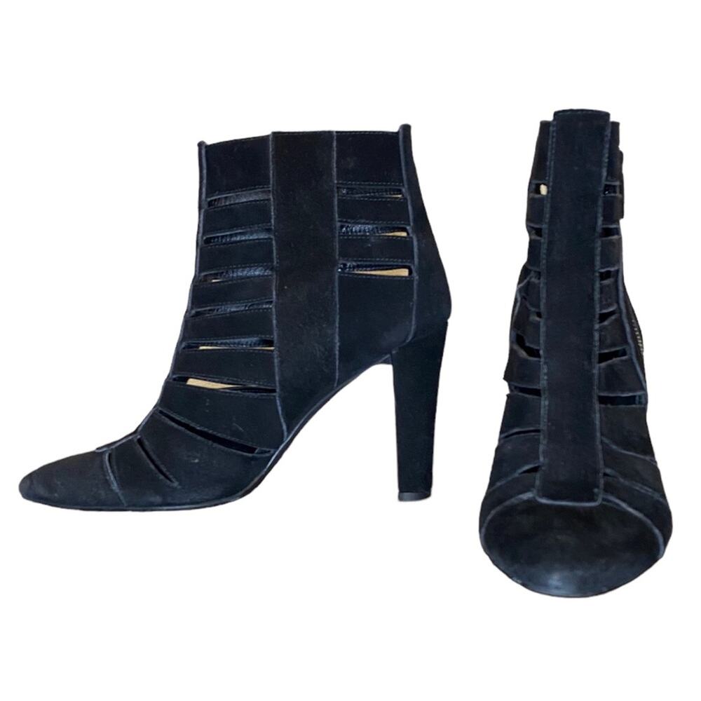 STUART WEITZMAN Black Suede Airliner Zip Up Bootie Size 7.5